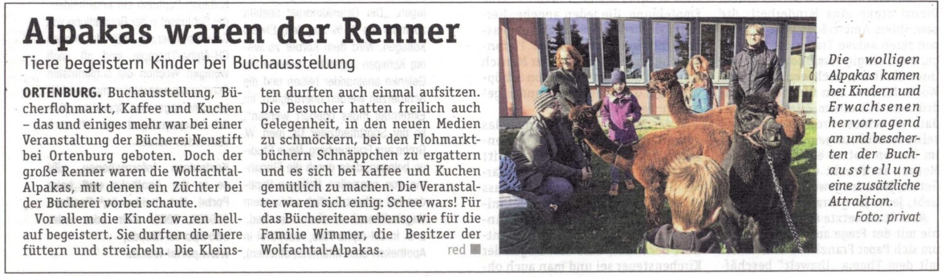 Zeitungsbericht des Vilshofener Anzeigers vom 28.10.2015